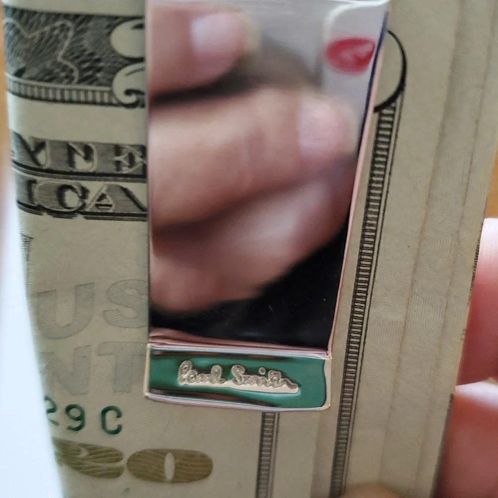 Paul Smith Silver and Black Striped Money Clip